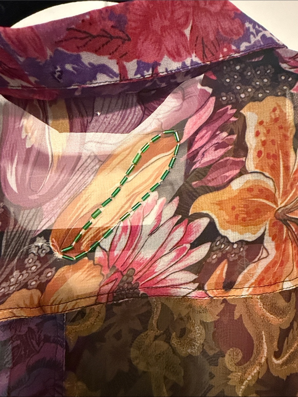 Vintage Take Away Floral Sheer Button-Down Blouse in Floral Multicolor - Picture 6 of 9
